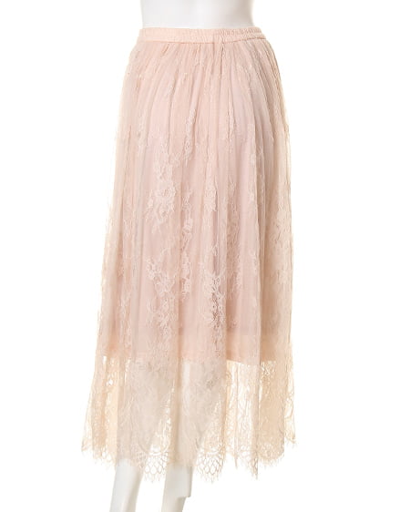 INGNI(イング) ヒゲレースマキシスカート ピンクベージュ