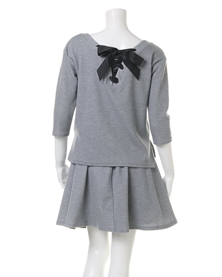 INGNI(イング) フレアスカートオフショルTOPS7分/SET UP グレー