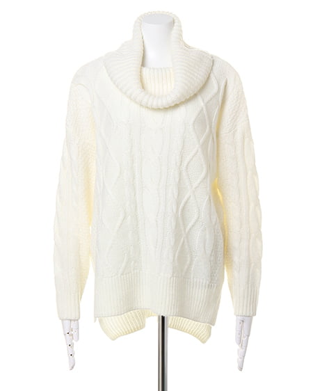 INGNI(イング) ケーブルオフタートルイレヘム/ニット オフホワイト