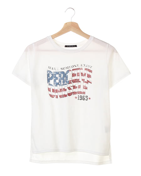 アメリカフラッグかすれロゴ／Tシャツ