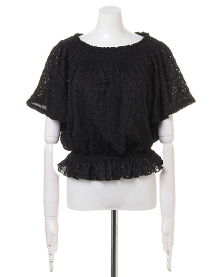 INGNI(イング) シャーリングジャガードオフショル/TOPS クロ