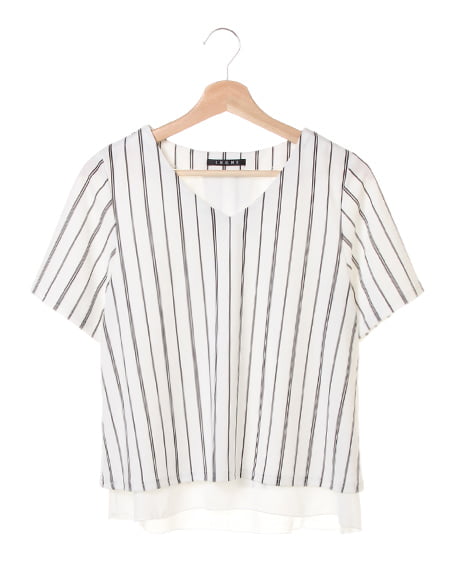 【秋の新作】裾レイヤーVネック／TOPS