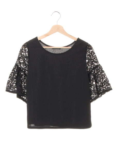 【秋の新作】梨地ポンチ袖レースフレアー／TOPS