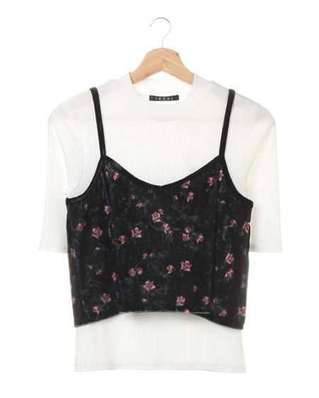 【秋の新作】花柄ベロアビスチェSET