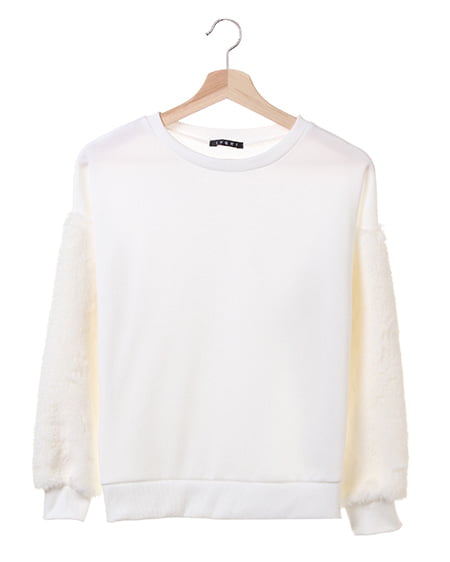 袖ファー切り替え／プルオーバー