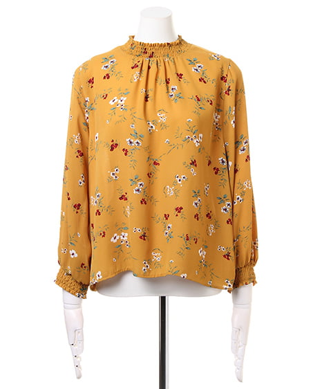 INGNI(イング) 花柄スタンドネック/ブラウス マスタード