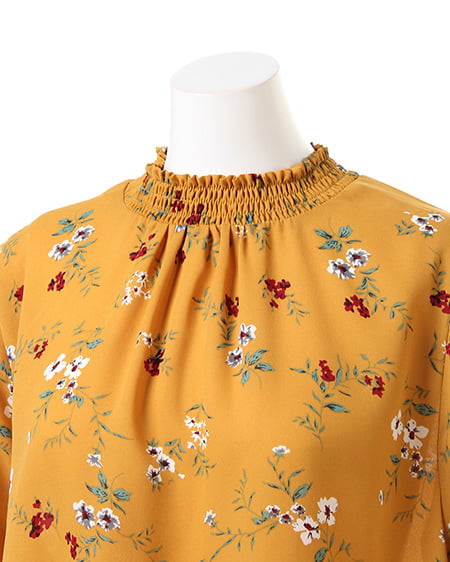 INGNI(イング) 花柄スタンドネック/ブラウス マスタード