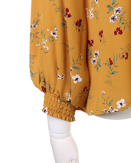 INGNI(イング) 花柄スタンドネック/ブラウス マスタード