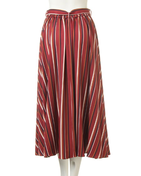 INGNI(イング) サッシュ付マルチストライプ柄イレヘム/スカート ボルドー