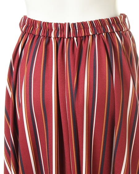 INGNI(イング) サッシュ付マルチストライプ柄イレヘム/スカート ボルドー