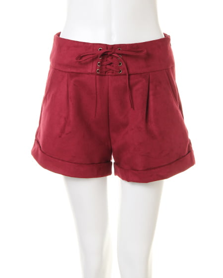 【秋の新作】マイクロスウェードレースUP／ショートパンツ