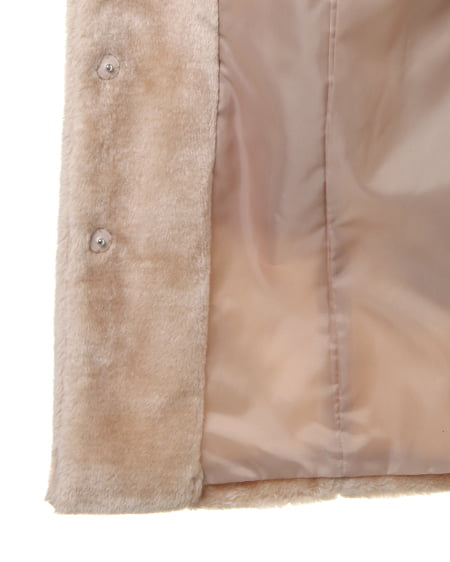 INGNI(イング) ノーカラーフェイクファーコート ベージュ