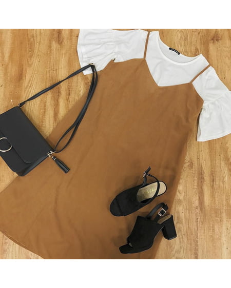 【秋の新作】ピーチキャミワンピース＋フレアTシャツ／SET