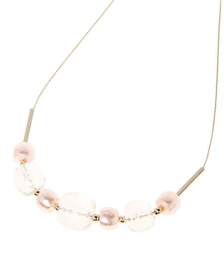 カラーパールクリアボールネックレス