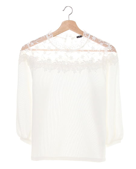 【WEB先行】サカリバヨークレースハイネック／トップス 8分袖