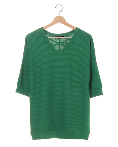 【春の新作】カバーリングリブドルマンTOPS7分袖