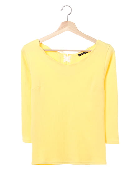 【春の新作】リブスカラップバックリボン8分袖