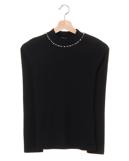 【春の新作】リブ装飾付ハイネック／TOPS