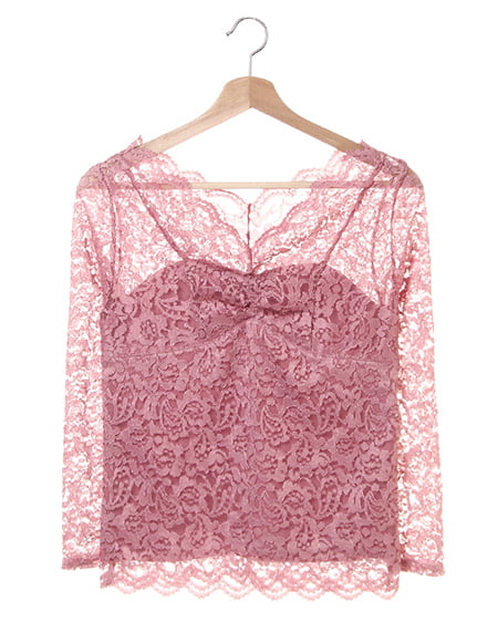 【春の新作】スカラップレース長袖／TOPS