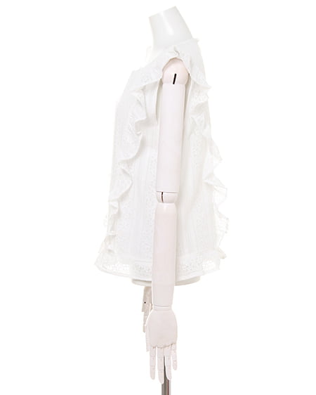 INGNI(イング) ストライプレースフリル/トップス オフホワイト