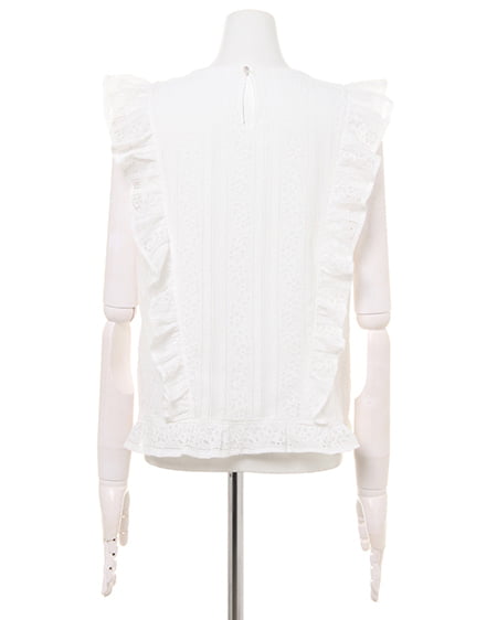 INGNI(イング) ストライプレースフリル/トップス オフホワイト