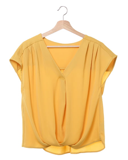 裾タックトロミフレンチスリーブ／ブラウス