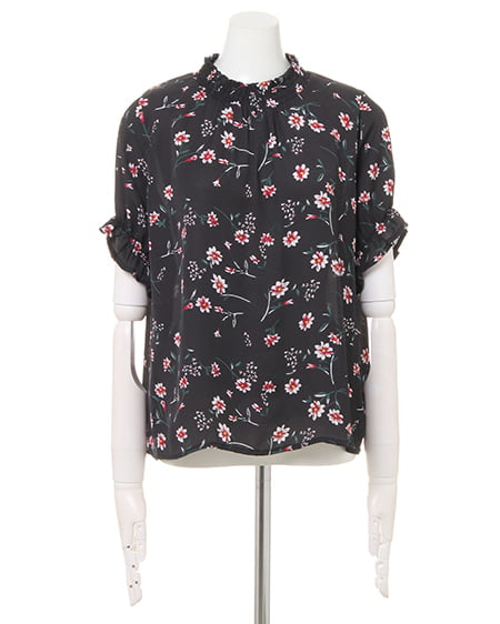 INGNI(イング) 花柄/ハイネックブラウス クロ
