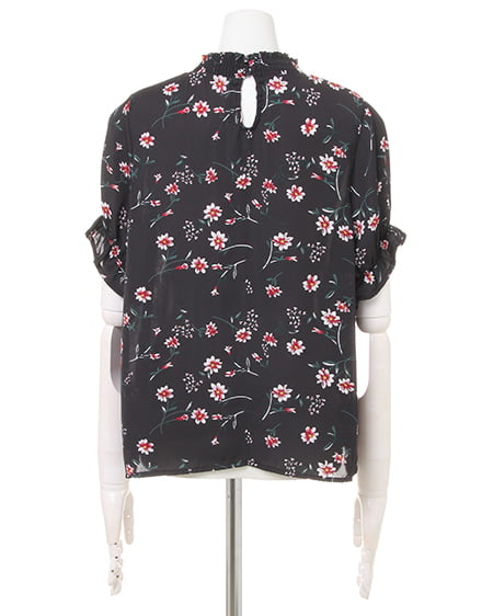 INGNI(イング) 花柄/ハイネックブラウス クロ