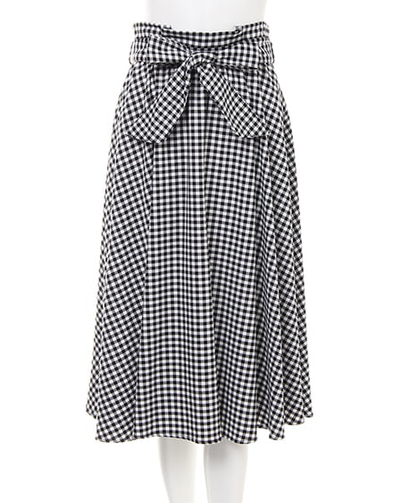 ベルト付ツイルミディー／スカート