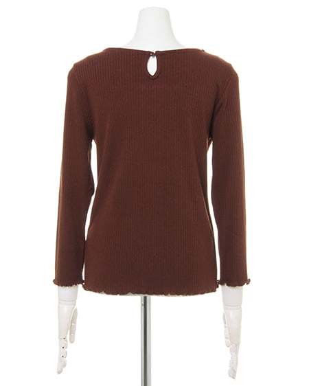 INGNI(イング) リブスカラップスクエアーネック/トップス ブラウン