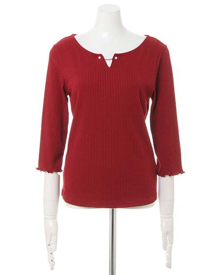 INGNI(イング) パールピン付/7分袖トップス ボルドー