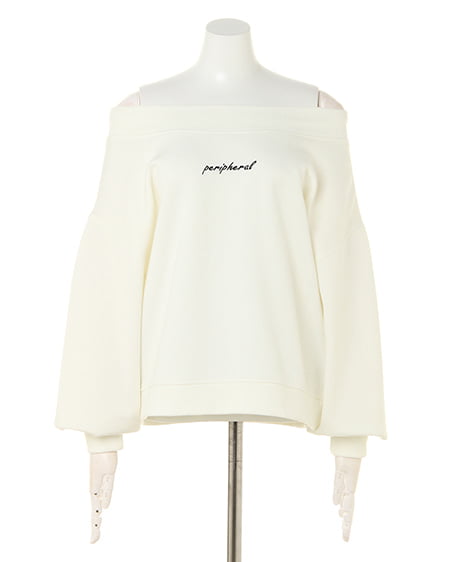 INGNI(イング) ちびロゴスウェット/オフショルトップス アイボリー