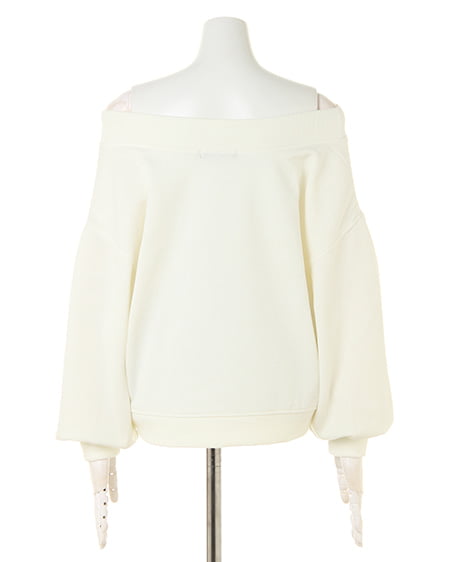 INGNI(イング) ちびロゴスウェット/オフショルトップス アイボリー