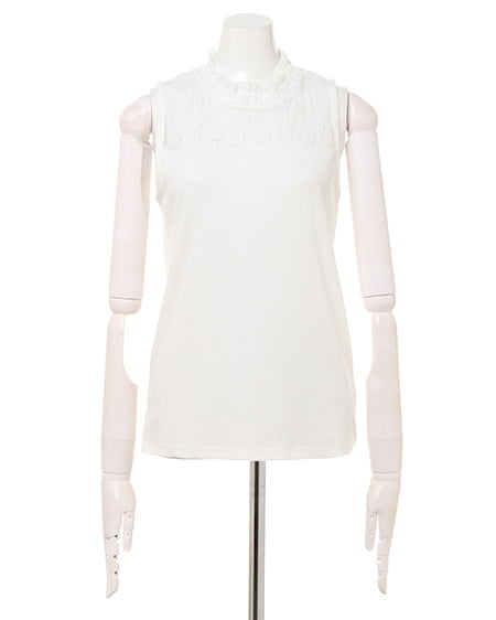 INGNI(イング) ヨークレースノースリ/ハイネックトップス オフホワイト