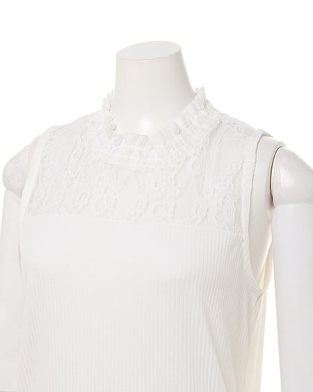 INGNI(イング) ヨークレースノースリ/ハイネックトップス オフホワイト