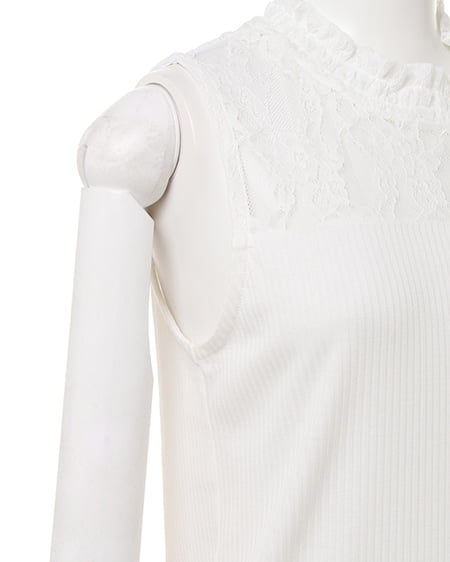 INGNI(イング) ヨークレースノースリ/ハイネックトップス オフホワイト