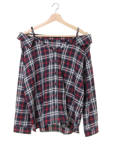 【秋の新作】オフショルチェック／シャツ