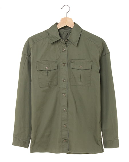 【秋の新作】綿ツイルミリタリー／シャツ