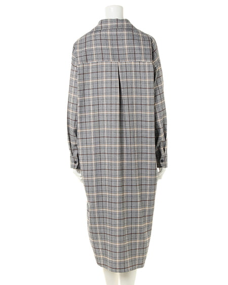 INGNI(イング) チェック柄BIGロング/シャツ グレー/チェック