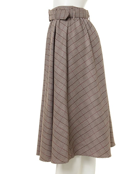 INGNI(イング) 共ベルト付きグレンチェックミディ/スカート ブラウン/チェック