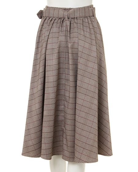 INGNI(イング) 共ベルト付きグレンチェックミディ/スカート ブラウン/チェック