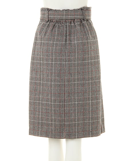 INGNI(イング) グレンチェックサイドボタンナロー/スカート グレー/チェック