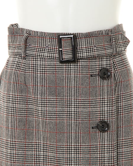INGNI(イング) グレンチェックサイドボタンナロー/スカート グレー/チェック