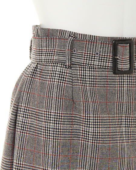 INGNI(イング) グレンチェックサイドボタンナロー/スカート グレー/チェック
