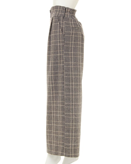 INGNI(イング) ハイウエストワイド/パンツ グレー/チェック