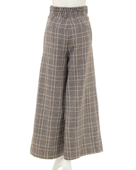 INGNI(イング) ハイウエストワイド/パンツ グレー/チェック