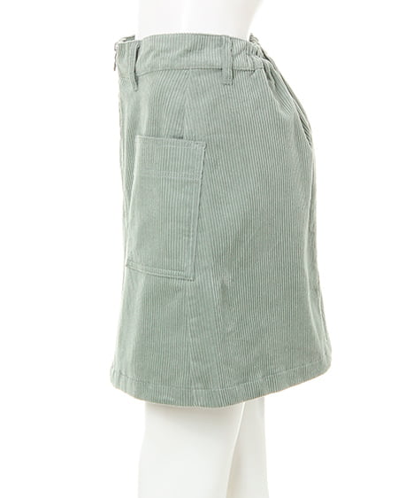INGNI(イング) コーデュロイ前ZIP台形スカート ミントグリーン