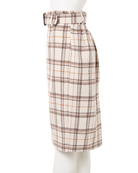 INGNI(イング) チェック柄ナロー/シャギースカート オフホワイト/チェック