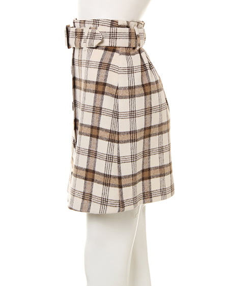 INGNI(イング) シャギーチェック台形/スカート アイボリー