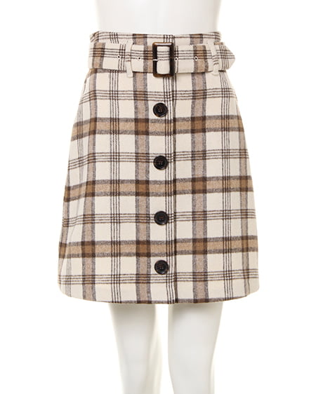 INGNI(イング) シャギーチェック台形/スカート アイボリー